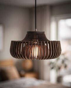 Orzechowa lampa wisząca Kengo w stylu Japandi Smaga Wonderland